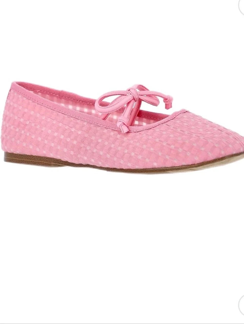 NYC Little Big Girls' Pink Gingham Mesh Ballet Flats Size 2